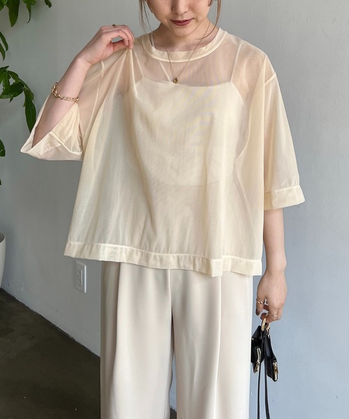 CAPRICIEUX LE'MAGE(カプリシューレマージュ)の「パワーメッシュTシャツ(Tシャツ/カットソー・レディース・ブラック/ベージュ/ライム・FREE)」の17枚目の写真