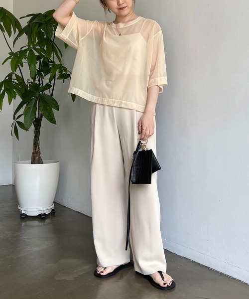 CAPRICIEUX LE'MAGE(カプリシューレマージュ)の「パワーメッシュTシャツ(Tシャツ/カットソー・レディース・ブラック/ベージュ/ライム・FREE)」の13枚目の写真