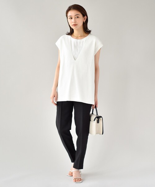 UNTITLED（アンタイトル）の「◆【清涼感／通勤】リネン調 テーパードパンツ（その他パンツ・レディース・ライトベージュ/ブラック・02/04/46/50/01/44/42/00/48/03）」の18枚目の写真