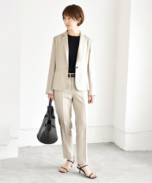 UNTITLED（アンタイトル）の「◆【清涼感／通勤】リネン調 テーパードパンツ（その他パンツ・レディース・ライトベージュ/ブラック・02/04/46/50/01/44/42/00/48/03）」の22枚目の写真