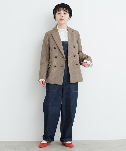 CHILD WOMAN（チャイルドウーマン）の「ガリサージ W釦ジャケット（テーラードジャケット・レディース・ダークブラウン/レッド・FREE）」の7枚目の写真