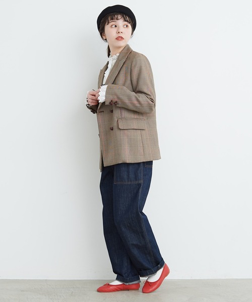 CHILD WOMAN（チャイルドウーマン）の「ガリサージ W釦ジャケット（テーラードジャケット・レディース・ダークブラウン/レッド・FREE）」の10枚目の写真