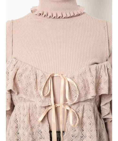 merry jenny（メリージェニー）の「レースニットソービスチェ（キャミソール・レディース・ブラウン/ブラック/オフホワイト・FREE）」の16枚目の写真