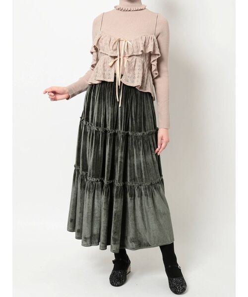 merry jenny（メリージェニー）の「レースニットソービスチェ（キャミソール・レディース・ブラウン/ブラック/オフホワイト・FREE）」の19枚目の写真