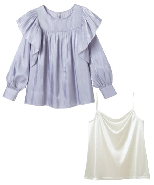 RANAN（ラナン）の「ボリュームフリルブラウス（シャツ/ブラウス・レディース・ブラック/オフホワイト/ライラック・M/LL/L）」の7枚目の写真