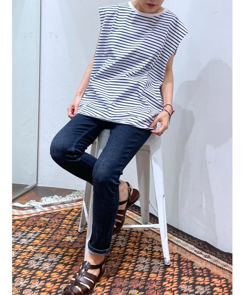 BEARDSLEY（ビアズリー）の「《FRIPIER・ユニセックス》ノースリボーダーTシャツ（Tシャツ/カットソー・レディース・ブルー/グリーン・FREE）」の14枚目の写真