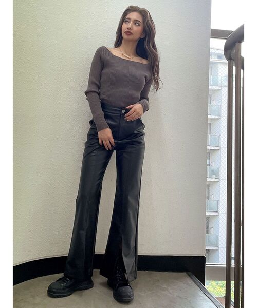 GYDA（ジェイダ）の「オフショルリブニットトップス（ニット/セーター・レディース・オフホワイト/チャコールグレー/ブラック・FREE）」の15枚目の写真