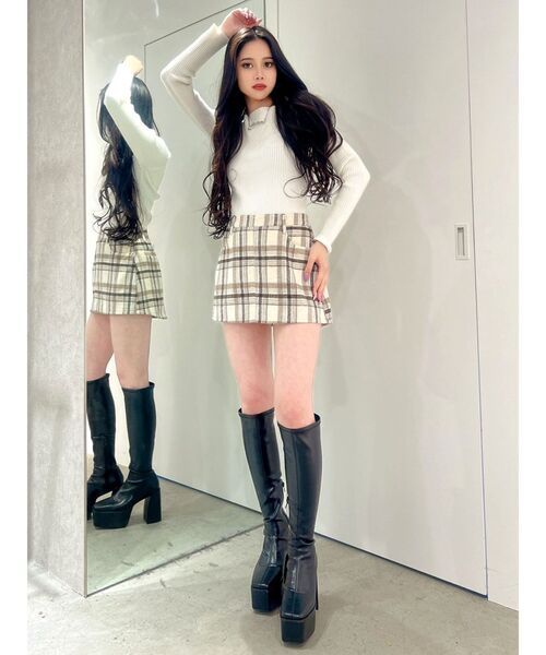 GYDA（ジェイダ）の「オフショルリブニットトップス（ニット/セーター・レディース・オフホワイト/チャコールグレー/ブラック・FREE）」の20枚目の写真