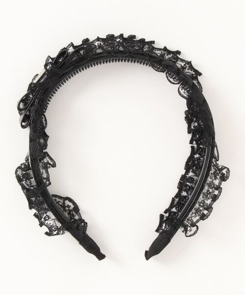 Ank Rouge（アンクルージュ）の「ビジューレース合皮カチューシャ（カチューシャ・レディース・ブラック/A・FREE）」の7枚目の写真