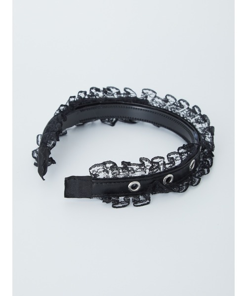 Ank Rouge（アンクルージュ）の「ビジューレース合皮カチューシャ（カチューシャ・レディース・ブラック/A・FREE）」の5枚目の写真