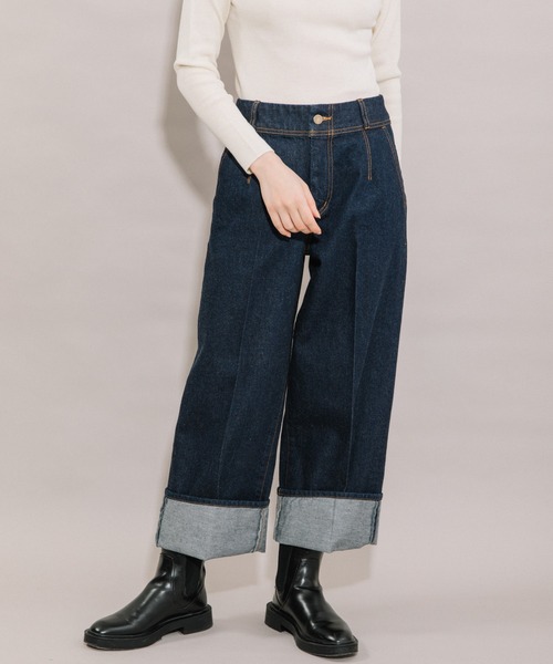 Liyoca(リヨカ)の「【Liyoca】デニムパンツ -手洗い可-(デニムパンツ・レディース・ネイビー・38/36)」の1枚目の写真