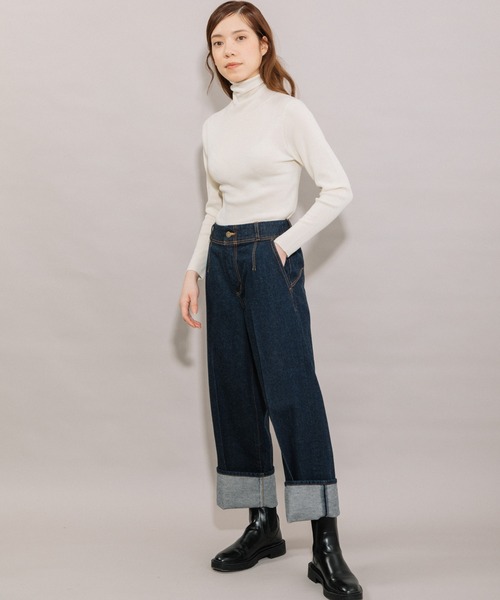 Liyoca(リヨカ)の「【Liyoca】デニムパンツ -手洗い可-(デニムパンツ・レディース・ネイビー・38/36)」の3枚目の写真