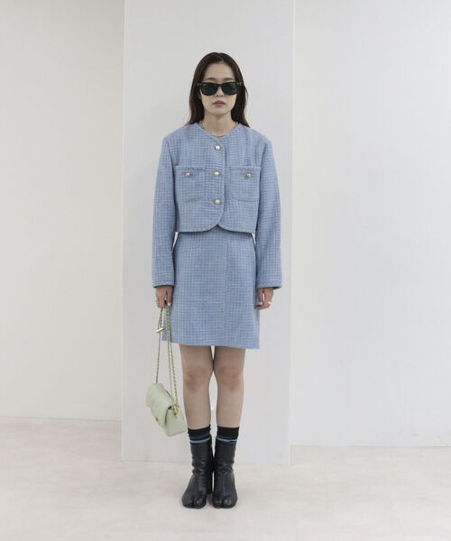 onulsoha（オヌルソハ）の「ツィードミニスカート（スカート・レディース・サックスブルー/オフホワイト・38）」の2枚目の写真