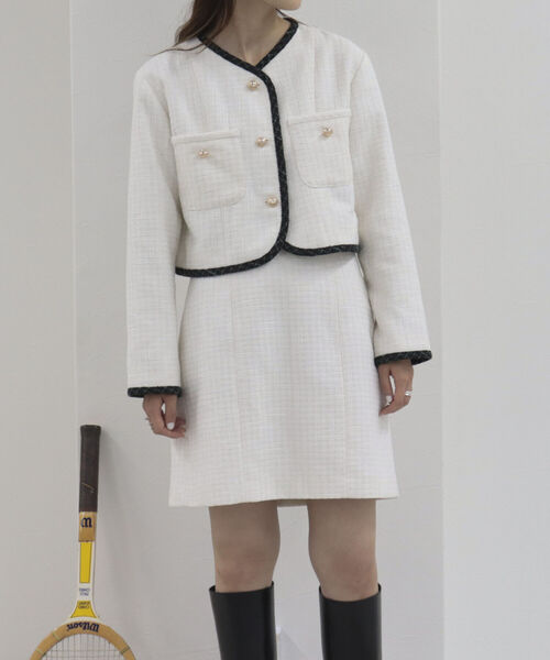 onulsoha（オヌルソハ）の「ツィードミニスカート（スカート・レディース・サックスブルー/オフホワイト・38）」の7枚目の写真