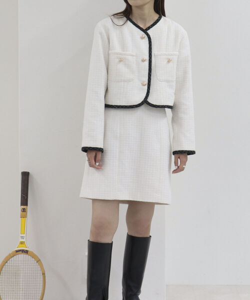 onulsoha（オヌルソハ）の「ツィードミニスカート（スカート・レディース・サックスブルー/オフホワイト・38）」の5枚目の写真