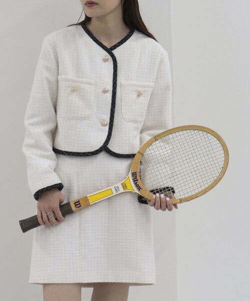 onulsoha（オヌルソハ）の「ツィードミニスカート（スカート・レディース・サックスブルー/オフホワイト・38）」の3枚目の写真