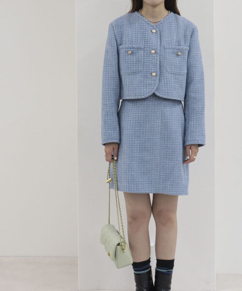 onulsoha（オヌルソハ）の「ツィードミニスカート（スカート・レディース・サックスブルー/オフホワイト・38）」の21枚目の写真