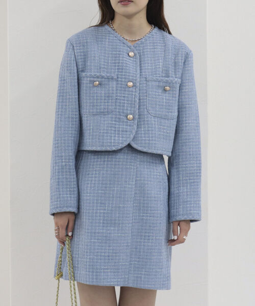 onulsoha（オヌルソハ）の「ツィードミニスカート（スカート・レディース・サックスブルー/オフホワイト・38）」の22枚目の写真