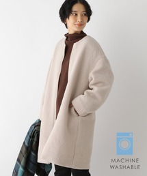ライトノーカラーボアコート　123608
