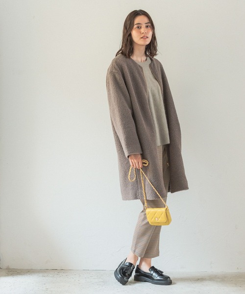 LEPSIM（レプシィム）の「ライトノーカラーボアコート 123608（ノー