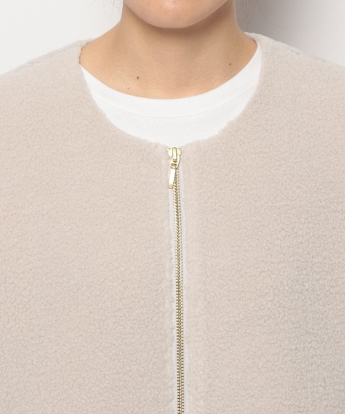 ライトノーカラーボアコート123608