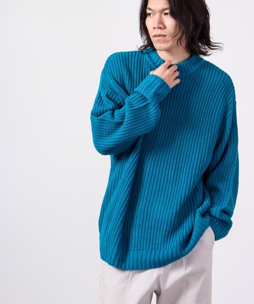 Revo.（レボ）の「Revo. 畦編み 5G モックネック ルーズニット（ニット/セーター・メンズ・マスタード/ブラック/ブルー/グリーン/パープル/グレー・1）」の5枚目の写真