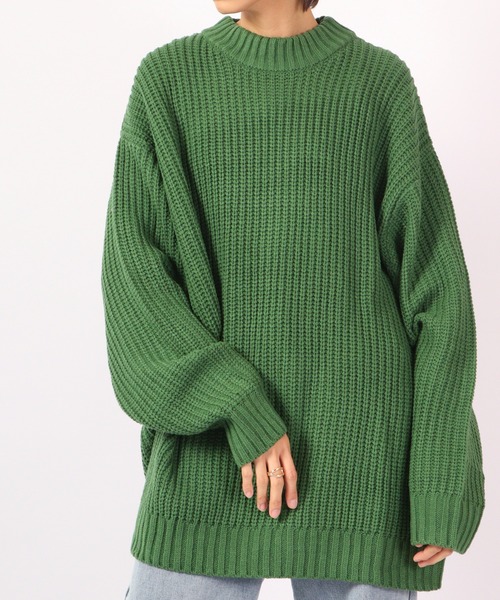 Revo.（レボ）の「Revo. 畦編み 5G モックネック ルーズニット（ニット/セーター・メンズ・マスタード/ブラック/ブルー/グリーン/パープル/グレー・1）」の4枚目の写真