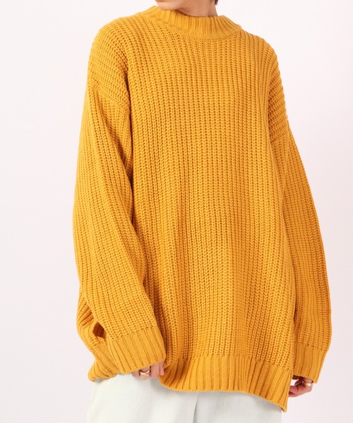 Revo.（レボ）の「Revo. 畦編み 5G モックネック ルーズニット（ニット/セーター・メンズ・マスタード/ブラック/ブルー/グリーン/パープル/グレー・1）」の2枚目の写真