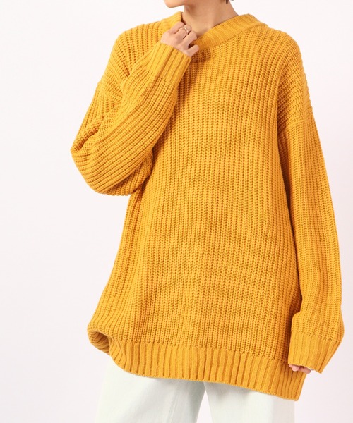 Revo.（レボ）の「Revo. 畦編み 5G モックネック ルーズニット（ニット/セーター・メンズ・マスタード/ブラック/ブルー/グリーン/パープル/グレー・1）」の19枚目の写真