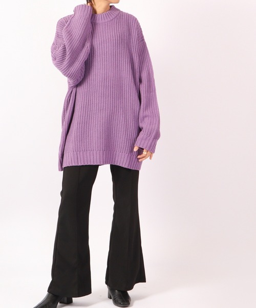 Revo.（レボ）の「Revo. 畦編み 5G モックネック ルーズニット（ニット/セーター・メンズ・マスタード/ブラック/ブルー/グリーン/パープル/グレー・1）」の12枚目の写真