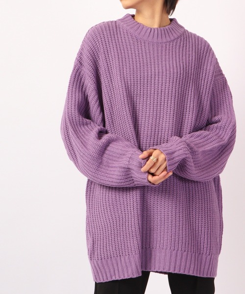 Revo.（レボ）の「Revo. 畦編み 5G モックネック ルーズニット（ニット/セーター・メンズ・マスタード/ブラック/ブルー/グリーン/パープル/グレー・1）」の9枚目の写真