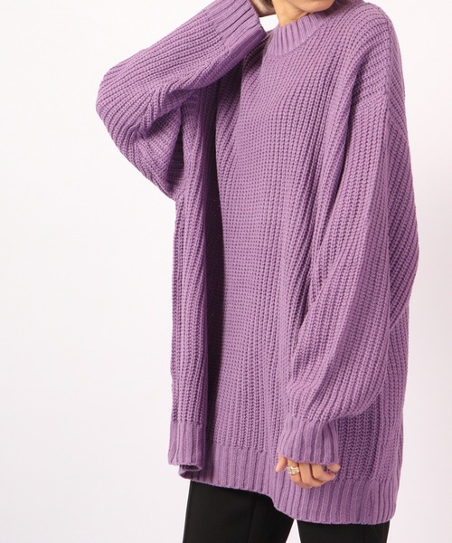 Revo.（レボ）の「Revo. 畦編み 5G モックネック ルーズニット（ニット/セーター・メンズ・マスタード/ブラック/ブルー/グリーン/パープル/グレー・1）」の10枚目の写真