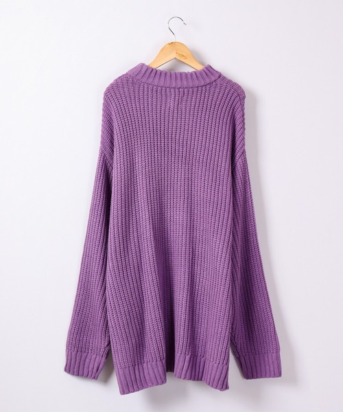 Revo.（レボ）の「Revo. 畦編み 5G モックネック ルーズニット（ニット/セーター・メンズ・マスタード/ブラック/ブルー/グリーン/パープル/グレー・1）」の7枚目の写真