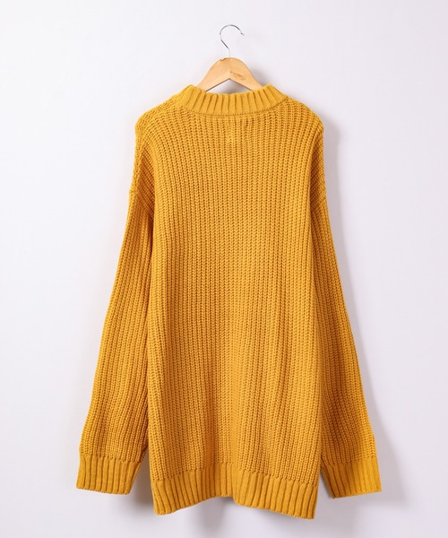 Revo.（レボ）の「Revo. 畦編み 5G モックネック ルーズニット（ニット/セーター・メンズ・マスタード/ブラック/ブルー/グリーン/パープル/グレー・1）」の18枚目の写真