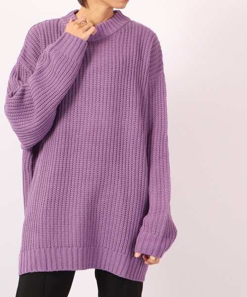 Revo.（レボ）の「Revo. 畦編み 5G モックネック ルーズニット（ニット/セーター・メンズ・マスタード/ブラック/ブルー/グリーン/パープル/グレー・1）」の8枚目の写真