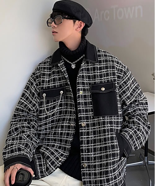 Auntie Rosa(アンティローザ)の「【Shoowtime】ビッグシルエット チェック アウター Big silhouette check outer(カバーオール・メンズ・ブラック・LARGE/MEDIUM)」の2枚目の写真