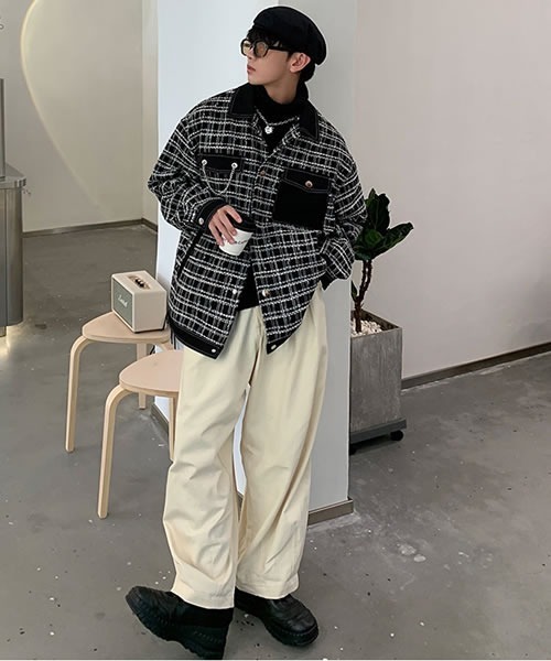 Auntie Rosa(アンティローザ)の「【Shoowtime】ビッグシルエット チェック アウター Big silhouette check outer(カバーオール・メンズ・ブラック・LARGE/MEDIUM)」の4枚目の写真