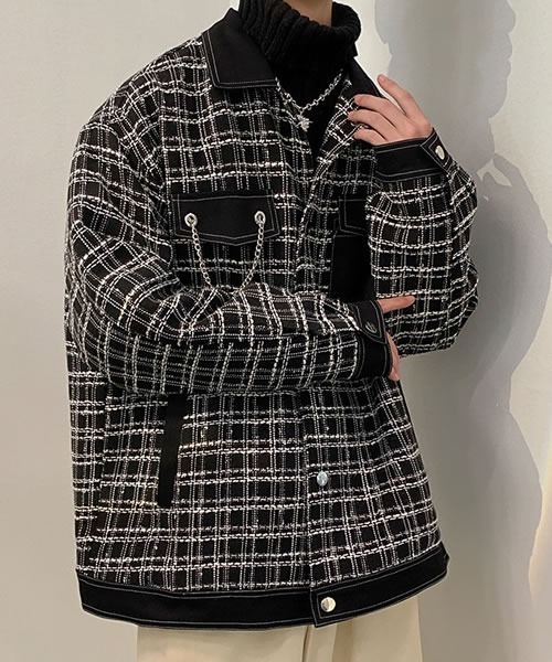 Auntie Rosa(アンティローザ)の「【Shoowtime】ビッグシルエット チェック アウター Big silhouette check outer(カバーオール・メンズ・ブラック・LARGE/MEDIUM)」の5枚目の写真