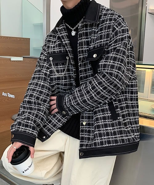 Auntie Rosa(アンティローザ)の「【Shoowtime】ビッグシルエット チェック アウター Big silhouette check outer(カバーオール・メンズ・ブラック・LARGE/MEDIUM)」の7枚目の写真