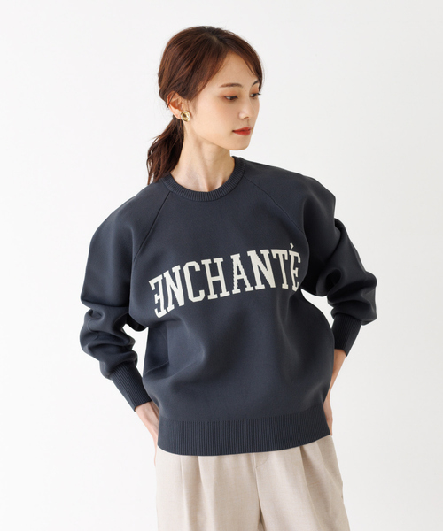 abahouse mavie（アバハウスマヴィ）の「【2023AW新色追加】ジャガードロゴニット（ニット/セーター・レディース・グレイッシュベージュ/チャコールグレー/グリーン/ネイビー/キャメル/グリーン系その他/アイボリー/グレー系その他・フリー）」の2枚目の写真