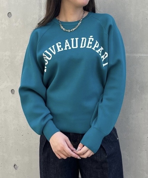 abahouse mavie（アバハウスマヴィ）の「【2023AW新色追加】ジャガードロゴニット（ニット/セーター・レディース・グレイッシュベージュ/チャコールグレー/グリーン/ネイビー/キャメル/グリーン系その他/アイボリー/グレー系その他・フリー）」の6枚目の写真