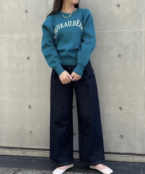 abahouse mavie（アバハウスマヴィ）の「【2023AW新色追加】ジャガードロゴニット（ニット/セーター・レディース・グレイッシュベージュ/チャコールグレー/グリーン/ネイビー/キャメル/グリーン系その他/アイボリー/グレー系その他・フリー）」の12枚目の写真