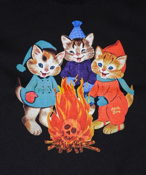 milkboy CAT EYES SWEATS 猫 トレーナー スウェット MILKBOY（ミルクボーイ）の「LET IT BURN SWEATS（スウェット）」 - WEAR