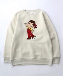 Salong hameu（サロン ハミュー）の「ペコちゃん キャラクターサガラ刺繍ワッペン 裏起毛スウェットトップス レディース/トレーナープルオーバー（スウェット）」