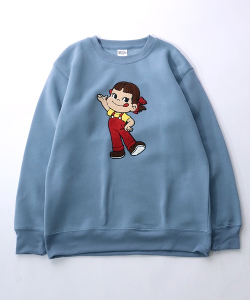 Salong hameu（サロン ハミュー）の「ペコちゃん キャラクターサガラ刺繍ワッペン 裏起毛スウェットトップス レディース/トレーナープルオーバー（スウェット・レディース・ピンク/ブルー/グレー系その他/スミクロ・M/L）」の3枚目の写真