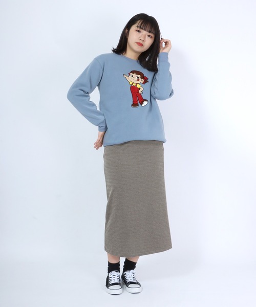 Salong hameu（サロン ハミュー）の「ペコちゃん キャラクターサガラ刺繍ワッペン 裏起毛スウェットトップス レディース/トレーナープルオーバー（スウェット・レディース・ピンク/ブルー/グレー系その他/スミクロ・M/L）」の13枚目の写真