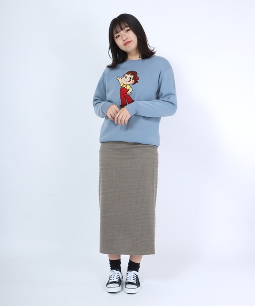 Salong hameu（サロン ハミュー）の「ペコちゃん キャラクターサガラ刺繍ワッペン 裏起毛スウェットトップス レディース/トレーナープルオーバー（スウェット・レディース・ピンク/ブルー/グレー系その他/スミクロ・M/L）」の14枚目の写真