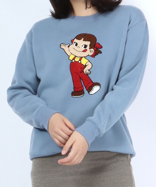 Salong hameu（サロン ハミュー）の「ペコちゃん キャラクターサガラ刺繍ワッペン 裏起毛スウェットトップス レディース/トレーナープルオーバー（スウェット・レディース・ピンク/ブルー/グレー系その他/スミクロ・M/L）」の12枚目の写真
