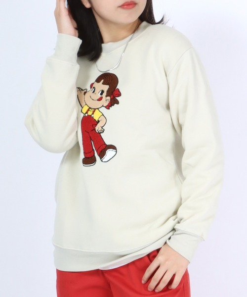 Salong hameu（サロン ハミュー）の「ペコちゃん キャラクターサガラ刺繍ワッペン 裏起毛スウェットトップス レディース/トレーナープルオーバー（スウェット・レディース・ピンク/ブルー/グレー系その他/スミクロ・M/L）」の9枚目の写真