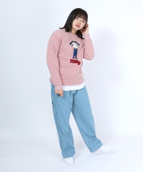 Salong hameu（サロン ハミュー）の「ペコちゃん キャラクターサガラ刺繍ワッペン 裏起毛スウェットトップス レディース/トレーナープルオーバー（スウェット・レディース・ピンク/ブルー/グレー系その他/スミクロ・M/L）」の16枚目の写真
